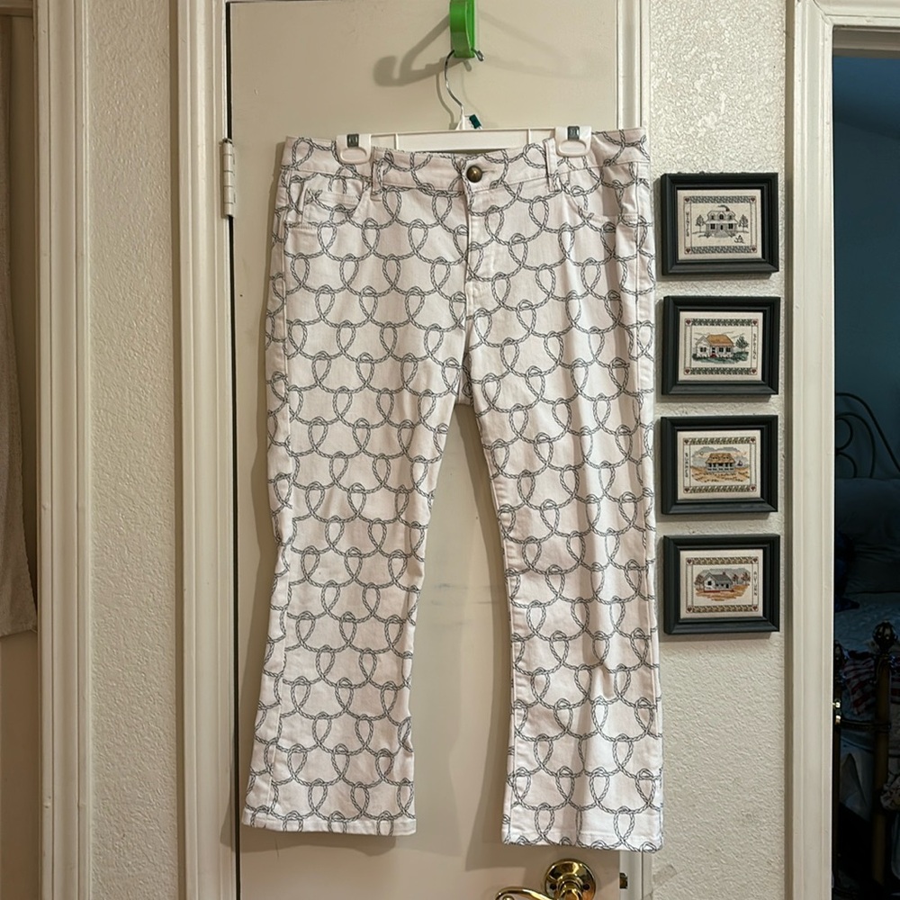 Cabi Printed Bootlet Cropped Jeans